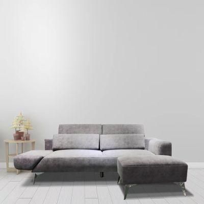 European Style 3 Seater Modern Grey Fabric Sectional Couch Living Room Sofas Set