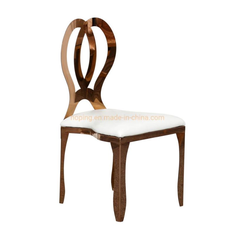 Modern Metal Back Chair Gold Luxury Solid Wood Heart Shape Design Wedding Sofa Chair