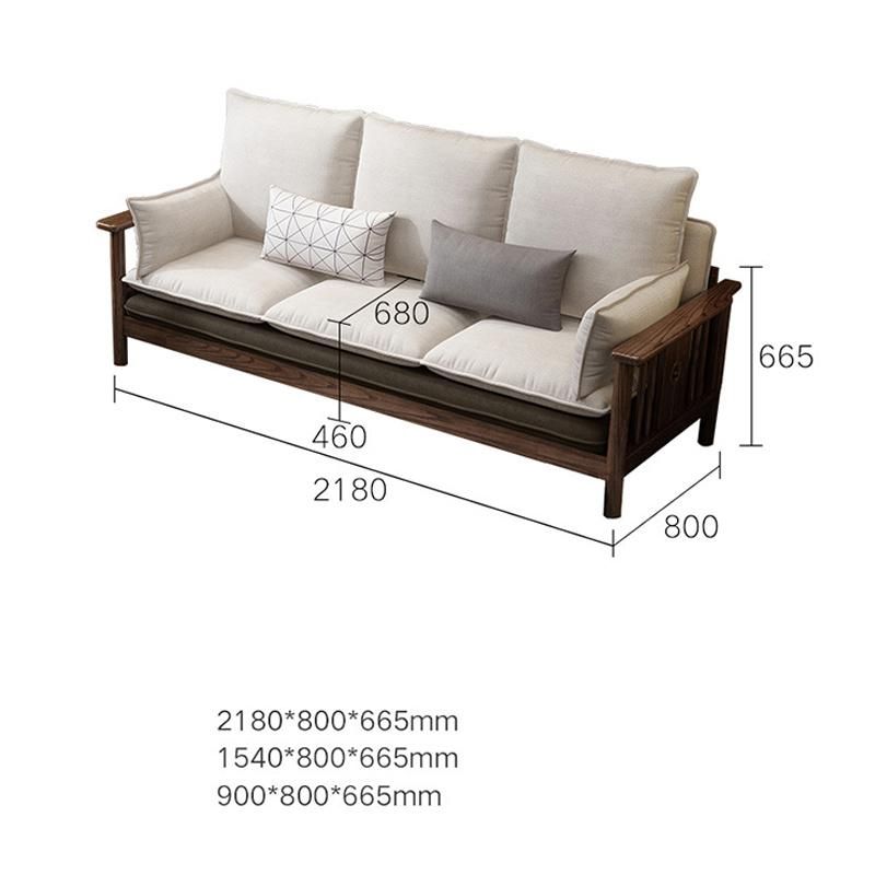 Nordic Solid Wood Ash Wood Sofa Living Room Combination New Chinese Style Modern Guest Light Luxury Furniture Fabric Sofa 0028