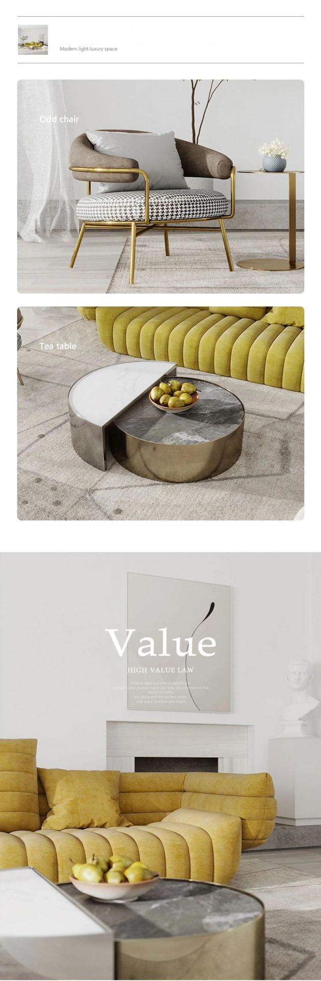 Italian Style Nordic Minimalist Modern Living Room Sofa Flannel Banana Shape Sofa