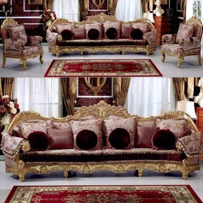 Solid Wood Carved Antique Fabric Sofa From Foshan Sofa Furniture Factory