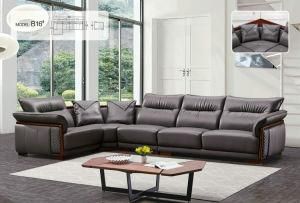 Dark Grey Color New Model Genuine Leather Sofa (B16)