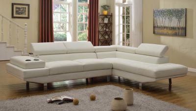 Modern PU Sectional Sofa with Adjustable Headrest and Kd Construction for Home Furniture
