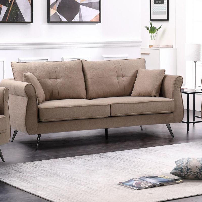 Nova Jssc025 2-Cushion 3-Seater Arm Sofa with Wood Base