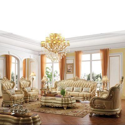 Chinese Sofa Furniture Factory Wholesale Antique Royal Leather Sofa Set in Optional Couch Seats and Furnitures Color