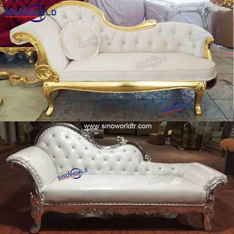Wedding Event Luxury Chesterfield Couch Exlcusive Leather Velvet Golden Wood Sofa