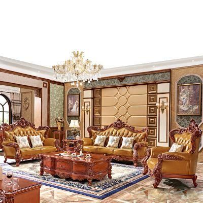 Wooden Leather Sofa in Optional Furniture Color and Sofa Seats