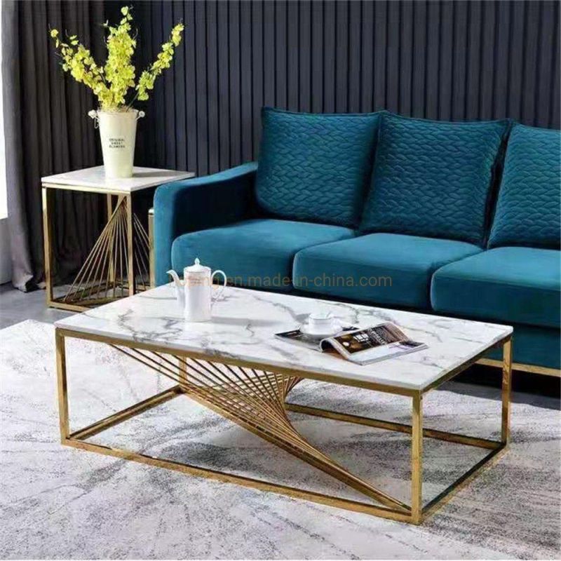 Modern Furniture Living Room Sofa Table / Silver Coffee Table / High Side Table / Stainless Steel Table / Black Glass Coffee Table / Marble Console Table