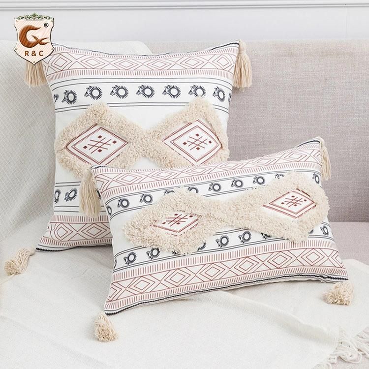 Washed Linen Cotton Blending Customized Home Sofa Decorative Geometric Cushion Cover