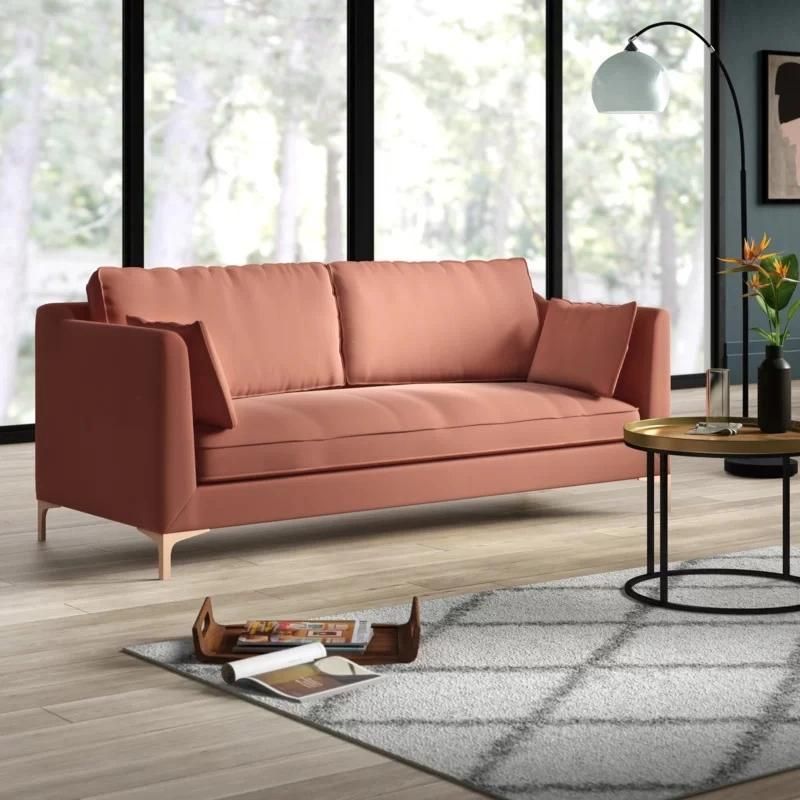 Chinese Modern Home Furniture Metal Leg Sofa Latest Design Fabric Velvet Plush Sofa