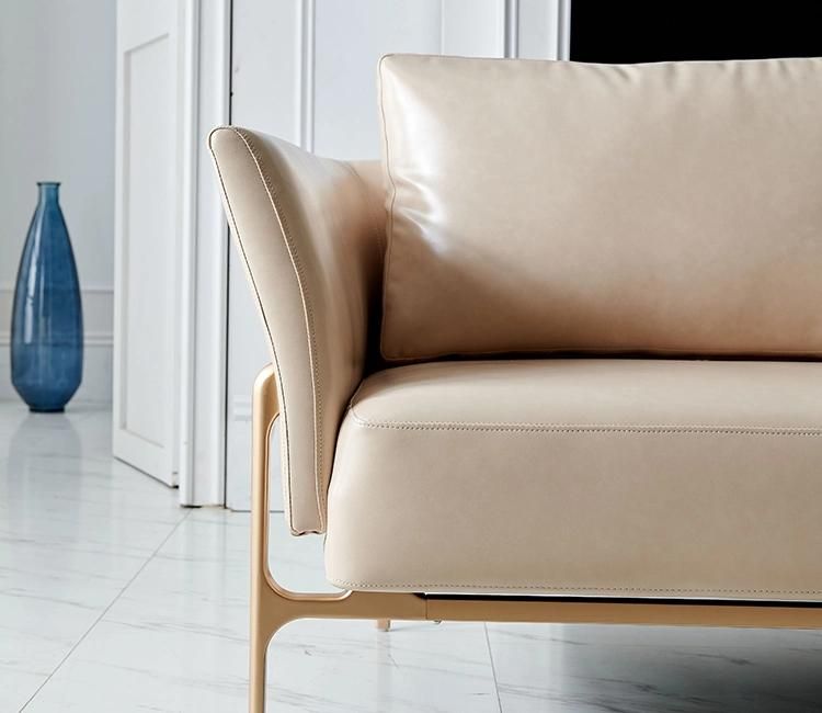 China Wholesale Leather Modern Sofa with Feather Cushion