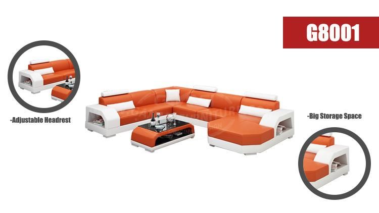 Apartment Furniture Customized Living Room Leather Custom Sofa Sets with Coffee Table