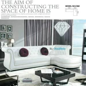 2018 Home Furniture Genuine Leather Sofa with Button Design (C38)