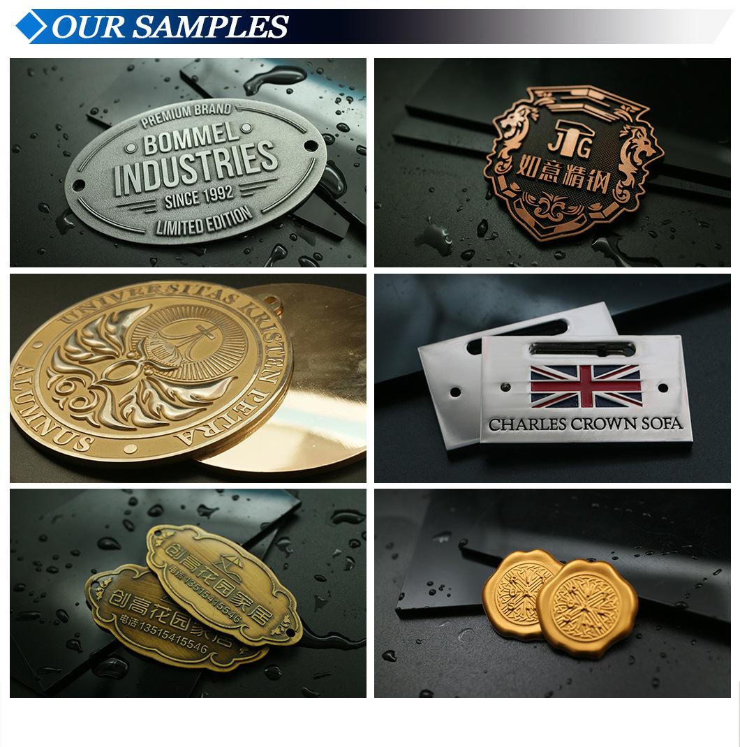 Factory Custom Metal Tag Embossed Logo with Screw on The Back for Sofa or Mattress