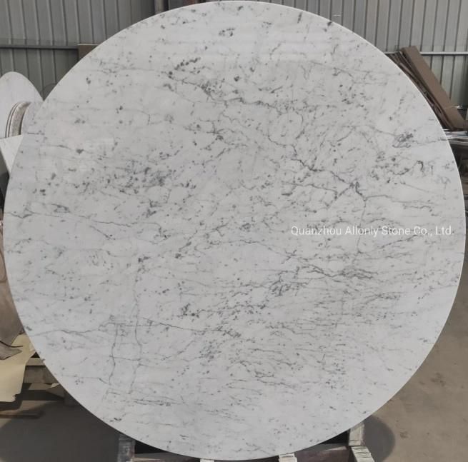 Dia 24 Inches Round Italian Bianco Carrara White Marble Table Tops