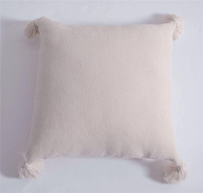 Solid Pompom Pillowcase with Ball Cushion Cover Decorative Home Sofa with Ball Custom 45*45cm Kp14