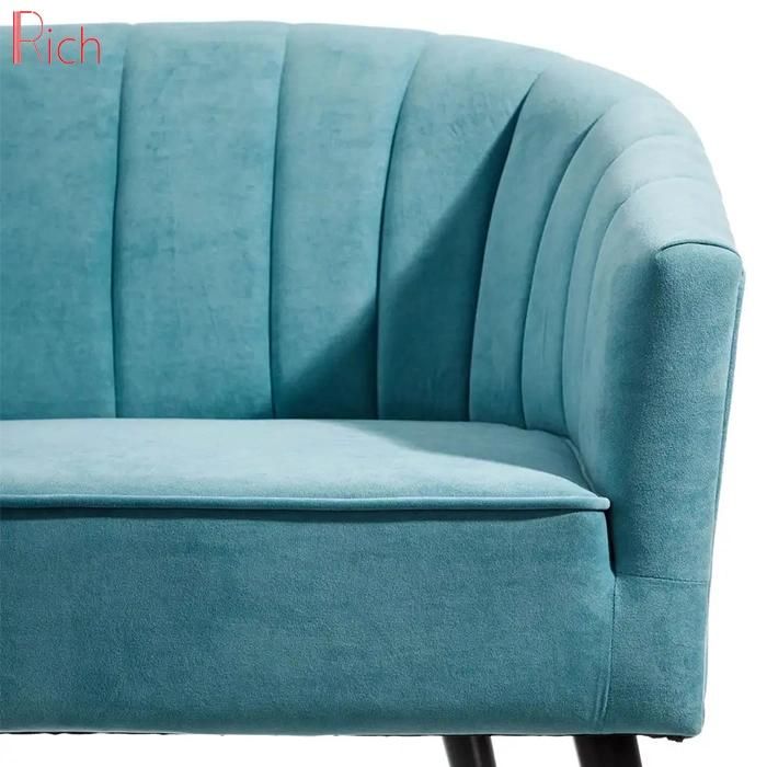 Living Room Armchair One Seater Couch Blue Velvet Accent Chair Sofa