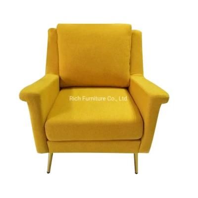 North Europe Style Sofa Furniture Simple Modern Living Room Single 1 Seat Fabric Sofa Yellow
