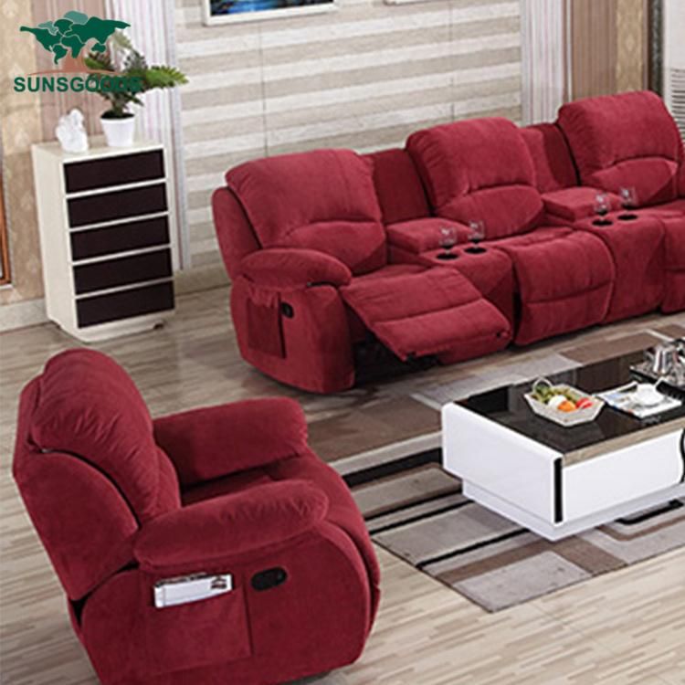 Manufacturer Luxury Red Fabric Leisure Reclienr Sofa Bedroom Furniture Set