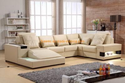 Modern Top Grain Leather European Style Living Room Home Furniture Reclining Leisure Corner Sectional Sofa
