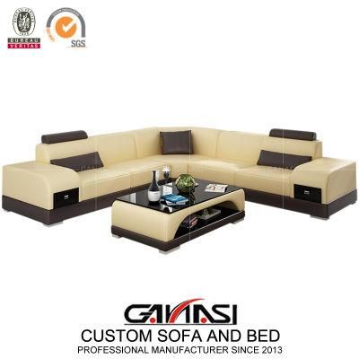 Customized L Shape Leather Corner Sofa for Living Room