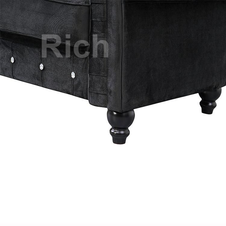 Wholesale Furniture Factory Direct Velvet Sectional Assembled Cheterfield Sofa Living Room Couch Furniture