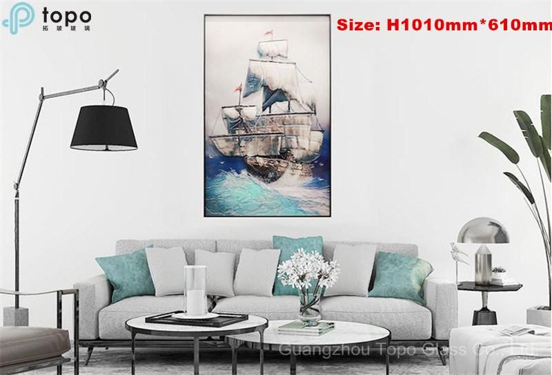 Three-Dimensional 3D H1110mm*1110mm Sailboat Glass Paintings for Wall Decor (MR-YB17-828)