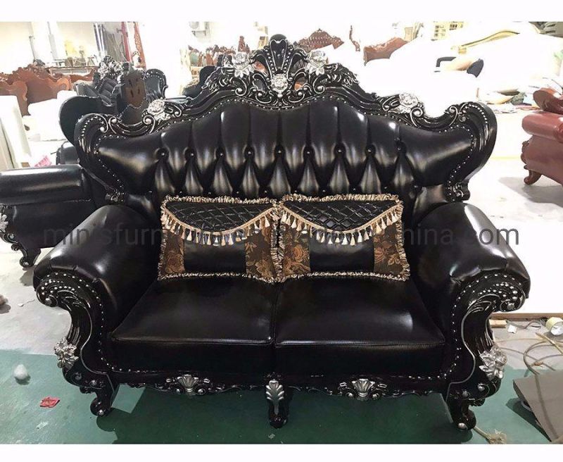(MN-CSF12) Real Leather Solid Wood Sofa for House Living Room/Hotel Lounge