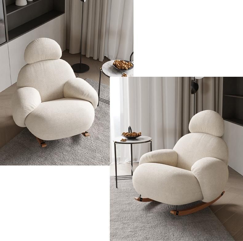 American Fabric Lazy Sofa Chair Bedroom Leisure Arc Rocking Chair