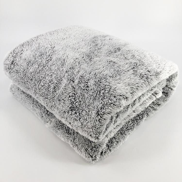 Super Soft 100% Polyester Grey Plush Fuzzy Sofa Bedding Fluffy Fleece Fur Blanket