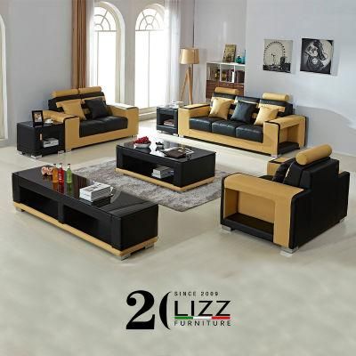Modern Home Furniture Leisure Leather Sectional Sofa with Coffee Table