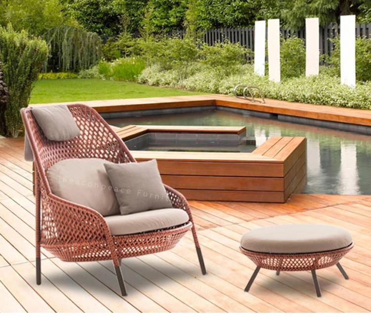Outdoor Wicker Furniture Rope Garden Rattan Single Sofa