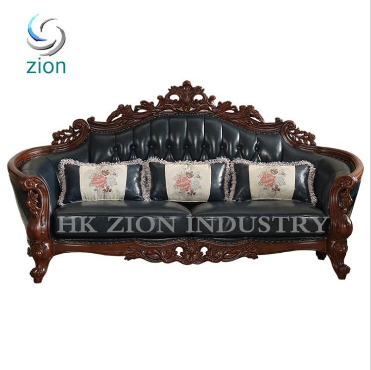 Foshan Top Quality European Antique Style Living Room Sofas Luxury Sofa Living Room Furniture House Sofa Set Hotel Setting Room Cowhide Sofa