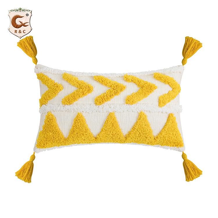 New Tufted Linen Embroidered Pillowcase Bohemian Folk Style Pillow Cover Sofa Bedroom Bed Decorative Cushion