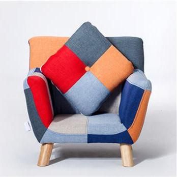 Kid Furniture Fabric Patchwork Solid Wood Sofa Chair for Baby