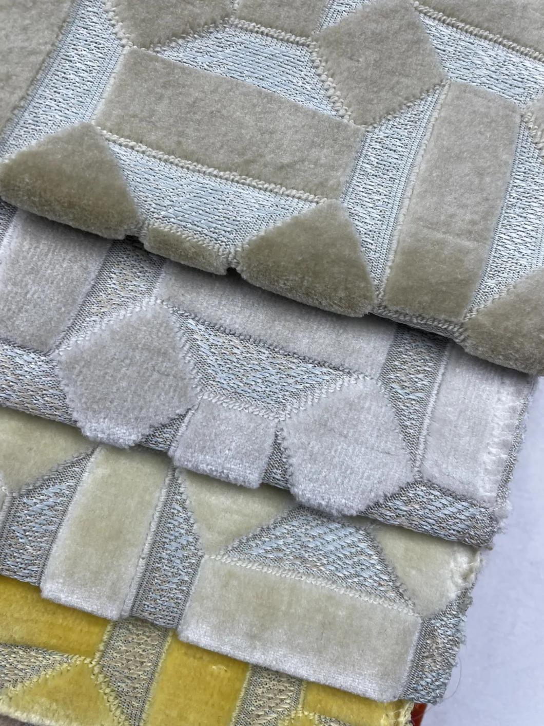 Wholesale Factory Supplier Jacquard Fabric Home Textile Boucle Polyester Fabric for Sofas, Chairs, Furniture, Cut Velvet Woven Upholstery Sofa Fabric