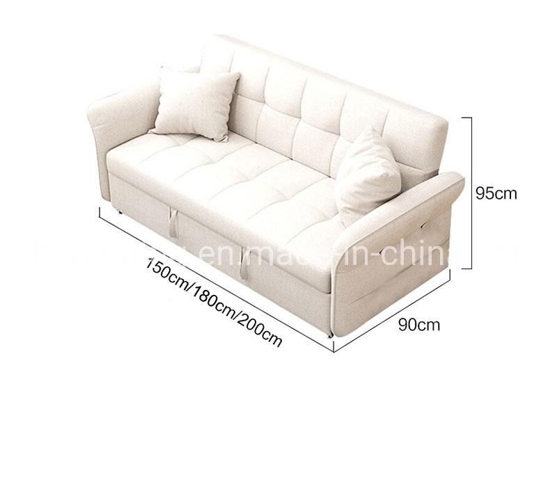 Portable Folding Sofa Bed Solid Wood Frame Convertible Sofa Three Seat Sofa Cum Bed for Living Room