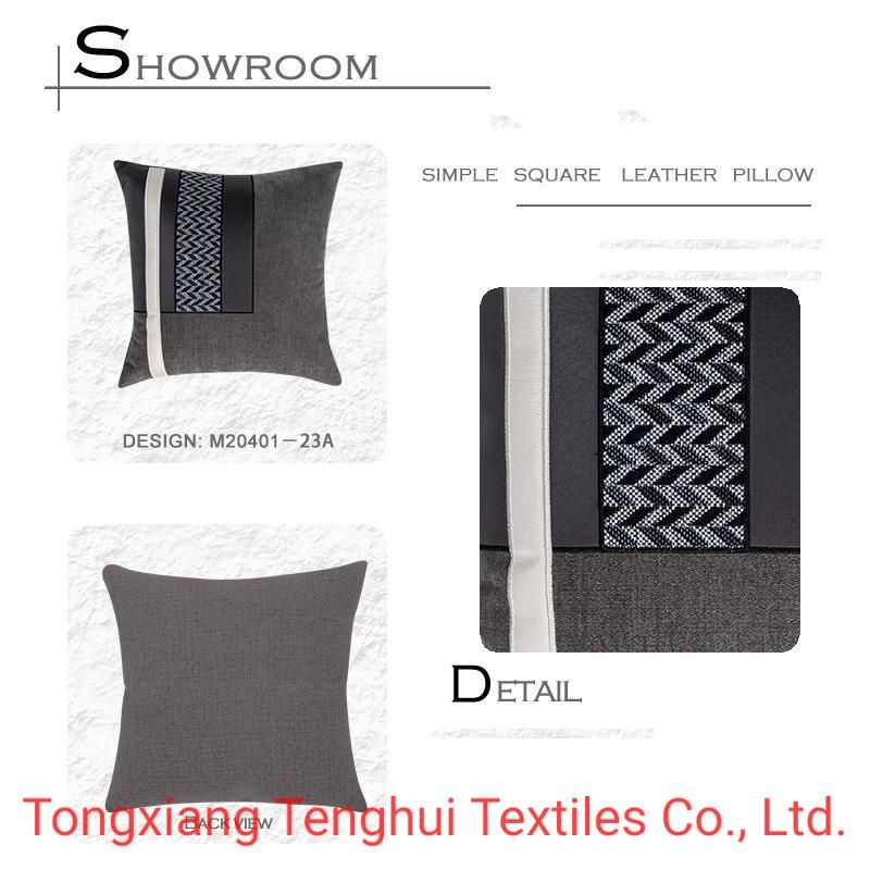 New Design of Simple Square Leather Copy Fabric for Pillow