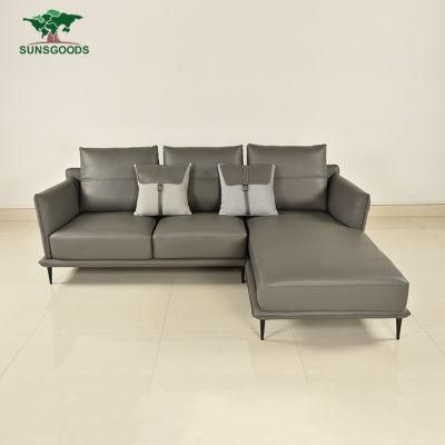 High Quality Modern Design Leisure Corner Leather Bedroom Wood Frame Sofa Furniture