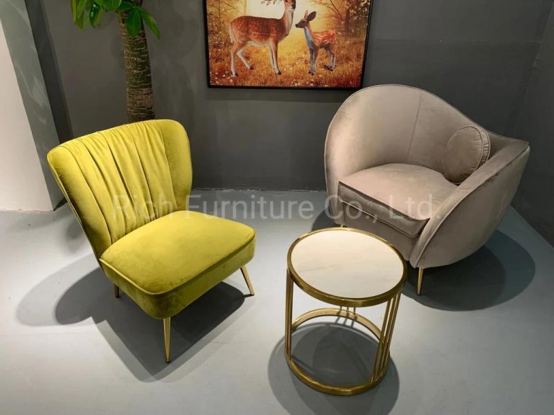 Comfortable Gold Metal Legs Accent Sofa Chair Fabric Pink Living Room Furniture Leisure Armchair