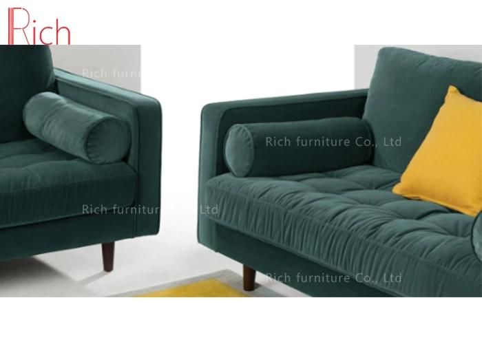 Living Room Furniture Sectional Couch Green Velvet Corner Sofa