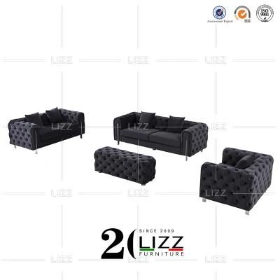 Antique Contemporary High Quality Home Furniture European Leisure Velvet Fabric Sofa Set