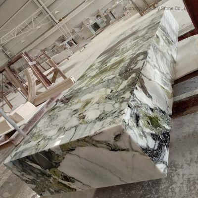 Living Room Furniture Ice Green Jade White Beauty Stone Plinth Marble Coffee Table Top for Villa