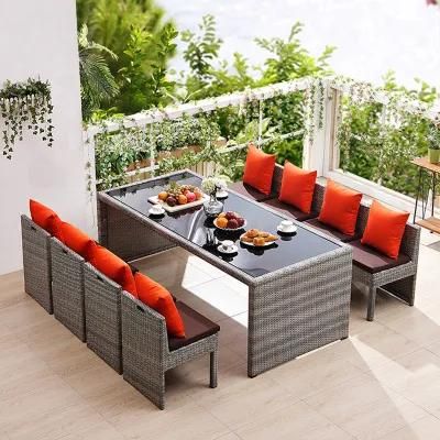 Furniture Manufacturer Cheap 8 PCS Outdoor Patio Garden Black Rattan Wicker Sofa with Coffee Table Bistro Set