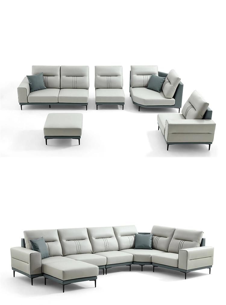 Hot Down with Armrest Corner Sectional L Shape Furniture Genuine Leather Sofa Tbs061