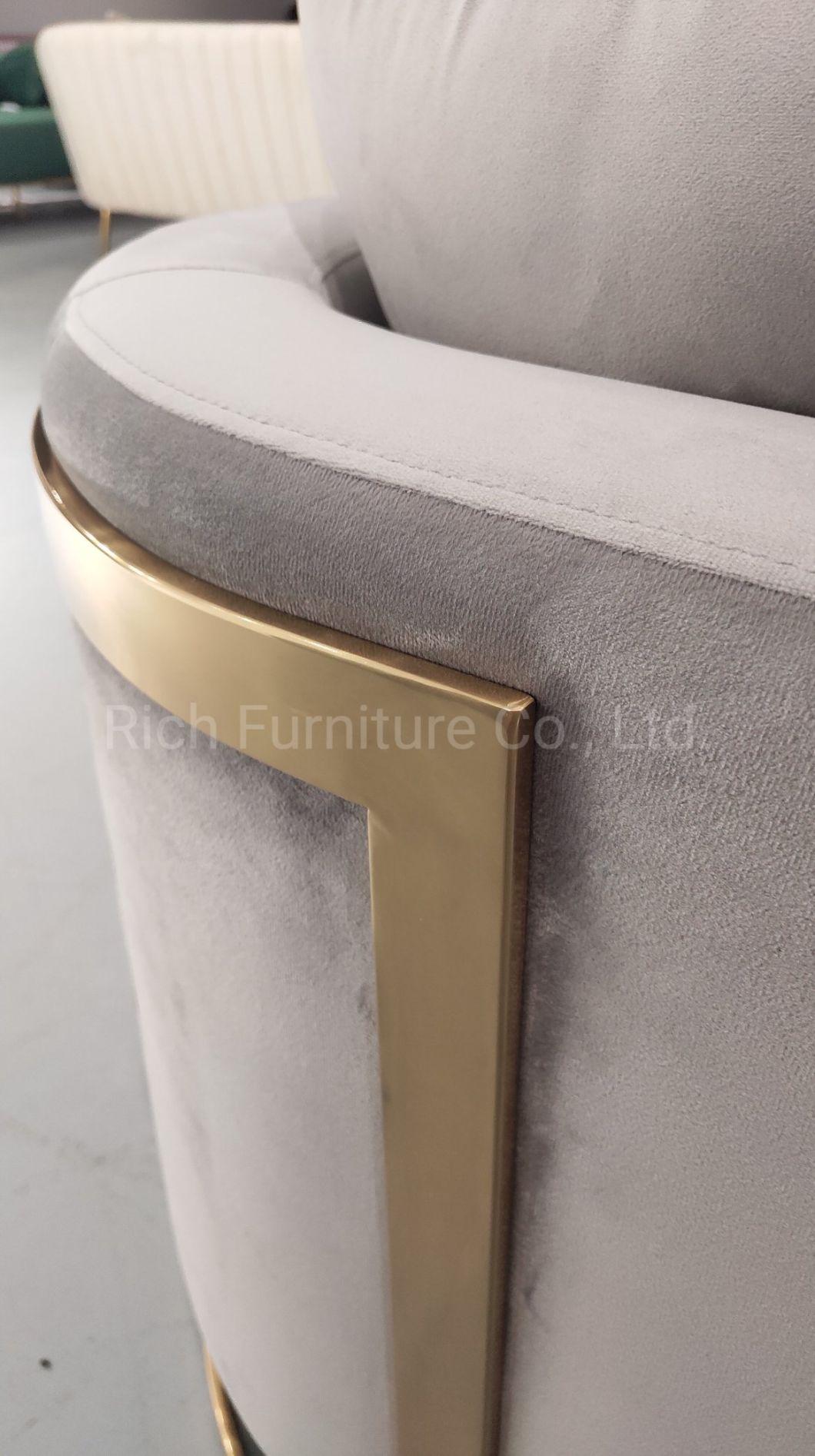 Luxury Modern Living Room Furniture Couch Fabric Velvet Cover Nordic Sofa with Golden Base