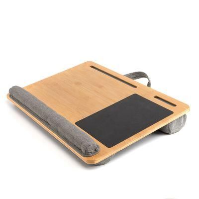 Holesale Portable Bamboo Coputer Desk Wooden Lap Tray Bed Sofa Desk with Soft Pillow Cushion Office Desk