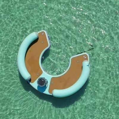 Hot Sale Summer Water Games Inflatable Floating Island Platform Bed Floating U Dock Inflatable Lounge Chair/Sofa