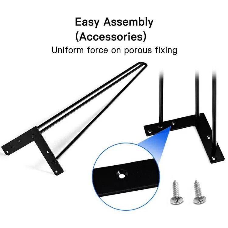 3 Rods Black Metal Iron Steel Hairpin Table Legs