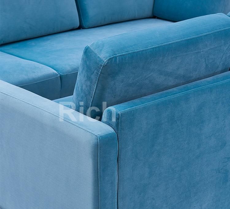 Blue Fabric Modern Sectional Corner Sleeper Sofa for Living Room